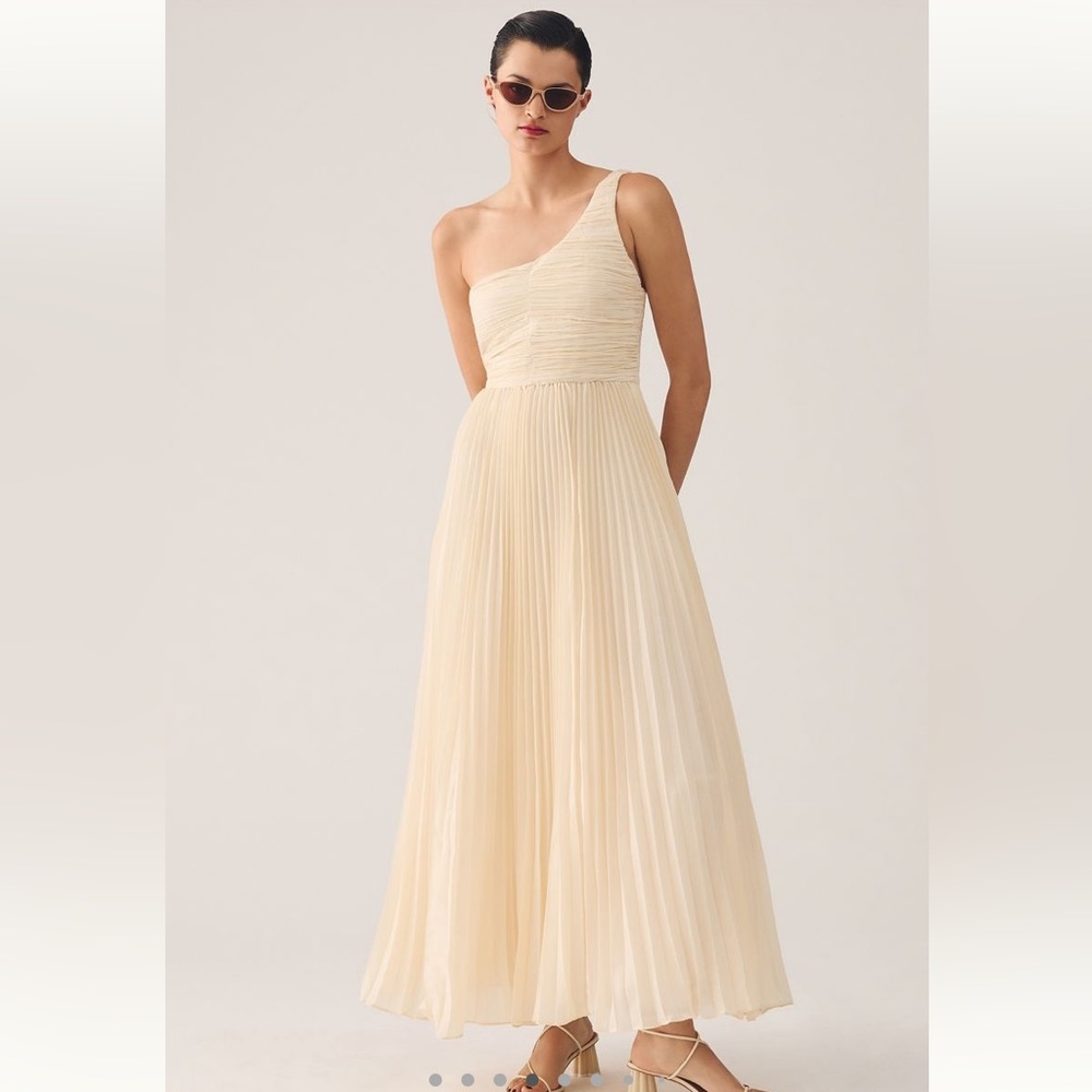 Anthropologie Forever That Girl One-Shoulder Pleated Dress